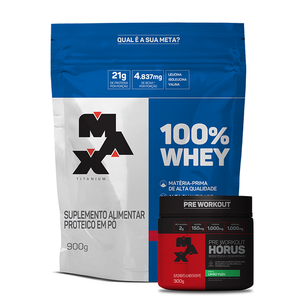 100% Whey Protein (Refil-900g) Max Titanium - Horus (300g) Max Titanium